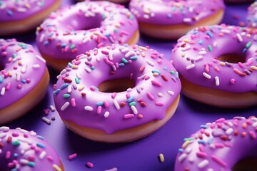 Unique Purple donuts food. Glazed pastry. Generate Ai