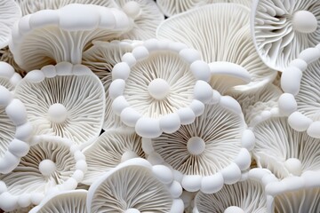 Succulent White macro mushrooms food. Organic fungus. Generate Ai