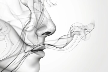 A woman exhaling smoke, perfect for lifestyle and health-related designs