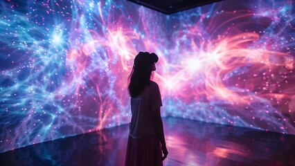 Explore Quantum Visions an immersive art experience blending quantum mechanics and captivating visuals. Concept Art Exhibit, Quantum Mechanics, Immersive Experience, Visuals, Multisensory Experience