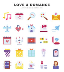 Love & Romance Flat icons collection. 25 icon set in a Flat design.
