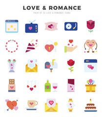 Collection of Love & Romance 25 Flat Icons Pack.