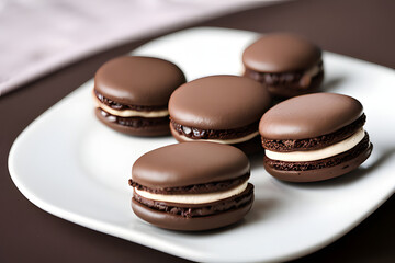 macaroons on wooden background