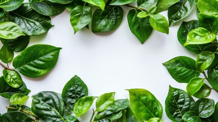   A green leaf cluster atop a pristine white backdrop, featuring an allocated space for text below