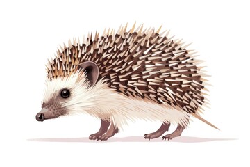Obraz premium A hedgehog standing on a white surface, suitable for various design projects