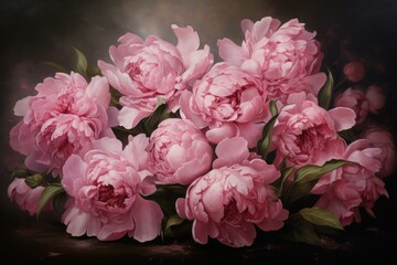 Fototapeta premium Charming Pink peonies. Romantic floral petal. Generate Ai