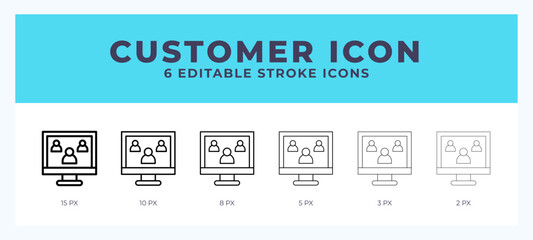 Customer icon symbol. Outline. Lineal icon with editable stroke.
