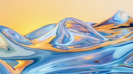 Close up of electric blue and yellow liquid on yellow background