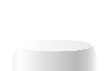 one white chubby podium single short size and close up on transparent background