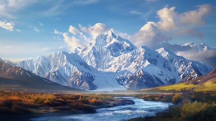 Behold the awe-inspiring beauty of snow-capped peaks and crystal-clear rivers, where nature's palette is on full display in stunning 8K detail. Experience the majesty of this ultra HD vista, 