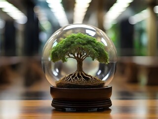 tree in a glass sphere Generative Ai