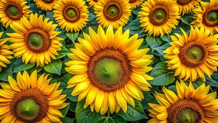 sunflowers on a green background