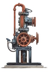 Fototapeta premium Detailed illustration of an old steam locomotive. Ideal for historical publications
