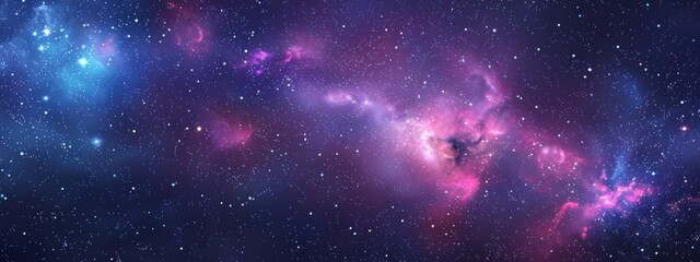a background of stars in space, with a few purple and blue nebulae. The stars should be bright white or glowing with light effects, creating an ethereal atmosphere.