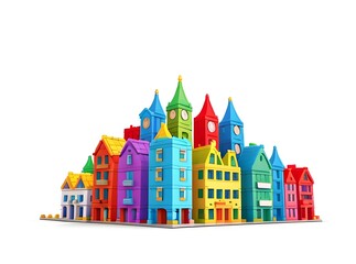 Naklejka premium 3D old town hall On Isolated white background generative Ai 