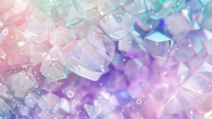 A background with an array of pastel colored geometric shapes, creating a dreamy and magical atmosphere. The soft lighting highlights the sparkle on each shape, giving it a sense of enchantment. 