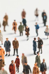Miniature people gathered in a circle, suitable for teamwork concepts