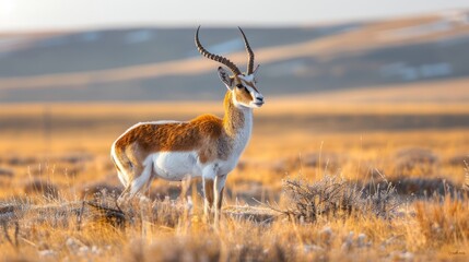 Naklejka na ściany i meble The Mongolian gazelle, a rare gem of the wilderness, enchants with its fleeting appearances