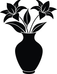 
 Lily flowers in a vase set of Vector silhouette 
