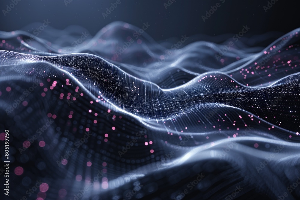 Poster computer generated image of colorful waves and dots. suitable for digital design projects