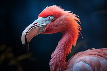 Serene Pink flamingo at lake. Safari zoo. Generate Ai