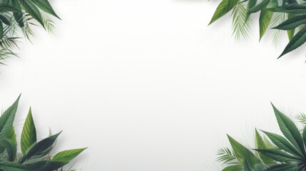 Naklejka premium Abundance of green leaves cascading on a pristine white canvas