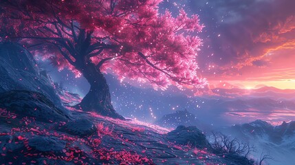 Obraz premium Create a mesmerizing digital rendering in a side view perspective, showcasing the magical effects of infrared light Incorporate surreal colors and ethereal glow to captivate the viewers imagination Le
