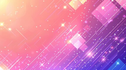 A background with light and shadow effects, light purple and pink gradient background, light colored glowing squares on the right side of the screen, white lines connecting the square shapes.