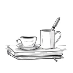 cup of coffee with a book Generative AI