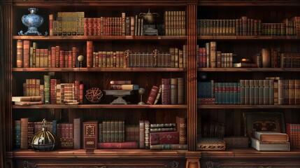 Spectacular A book shelf with old books on it