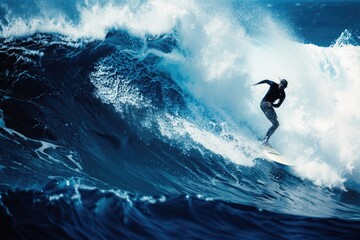 A person on a surfboard riding a wave. Suitable for sports and travel themes - Powered by Adobe