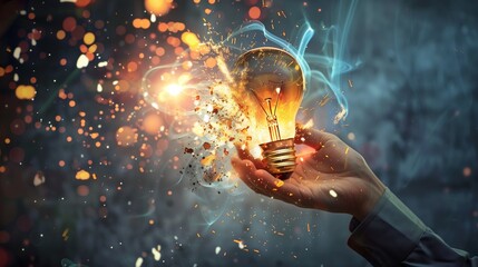 A conceptual image showcasing a light bulb as a metaphor for an innovative breakthrough and smart idea, symbolizing genius marketing strategy planning and creative thinking in business.
