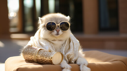 Envision a chic squirrel in a faux fur stole, paired with oversized sunglasses and