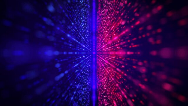 Similar Abstract digital background red blue lines web. Brilliant colored lights are flying. Stargate made of defocused star lights. Opposite halves of good and evil, cold is hot. Information flow, 