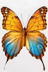 Colorful butterfly resting on a white background, suitable for various design projects