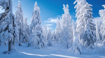 winter landscape with snow-covered spruce trees.AI generated image