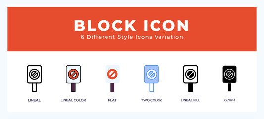 Block icon in different style vector illustration.
