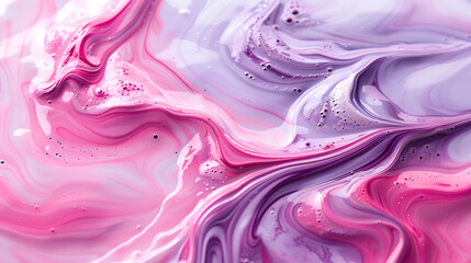 Closeup of swirling pink and purple liquid art pattern