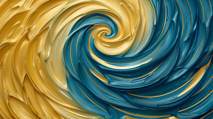 dynamic circular swirls of gilded lemon and cerulean, ideal for an elegant abstract background