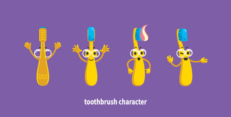 Cute Toothbrush Character Turnaround