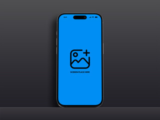 Phone mockup with 2 colors gradient in the screen with illustrated background 