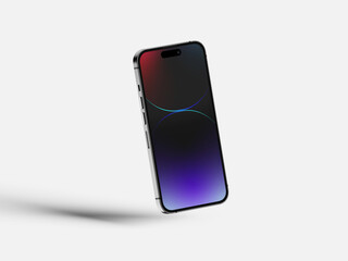 Phone mockup with 2 colors gradient in the screen with illustrated background 
