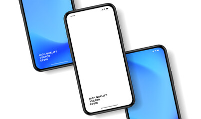 Phone mockup with a white screen in it , illustrated background