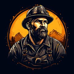 icon of coal miners man 