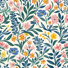 Obraz premium Vector seamless pattern of flowers, blossoming, spring, impressions 