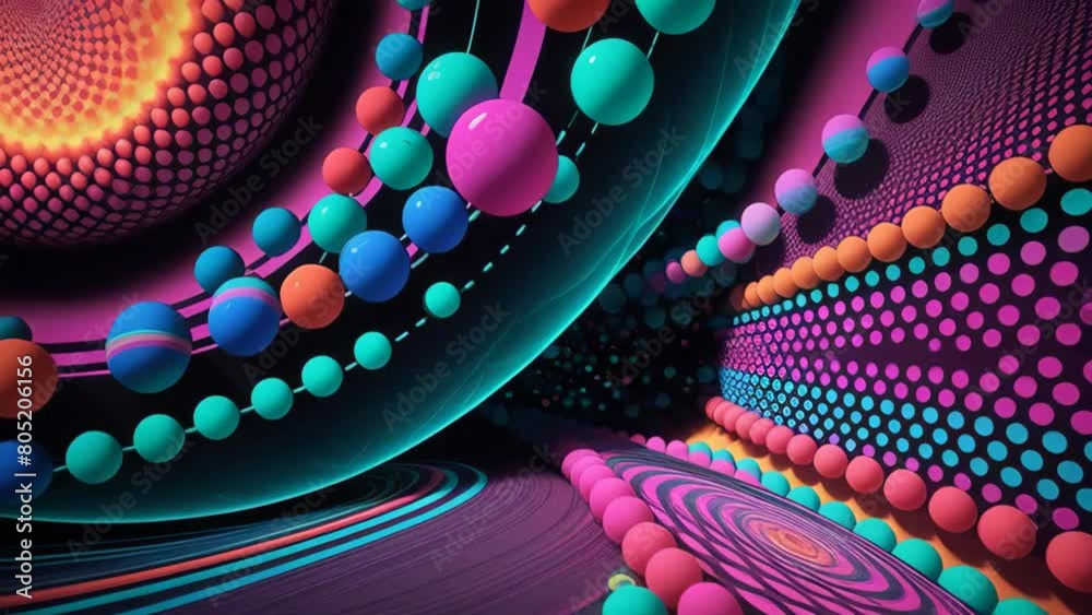 Wall mural multicolored abstract background with 3d shapes in the style of psychedelic vibrant stippling