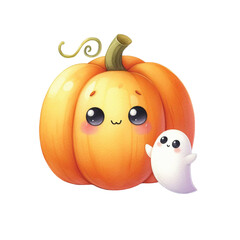 Cute Pumpkin With Ghost PNG