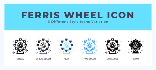 Ferris wheel set of simple icons great for web. app. presentation and more.