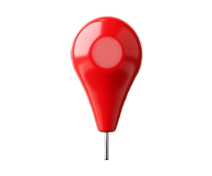 Smooth red map marker isolated on transparent background