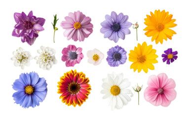 Fototapeta premium Set of different beautiful flowers isolated on transparent background